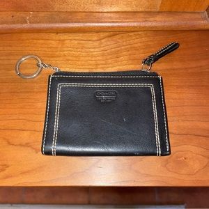 COACH Black Leather Zip Key Case